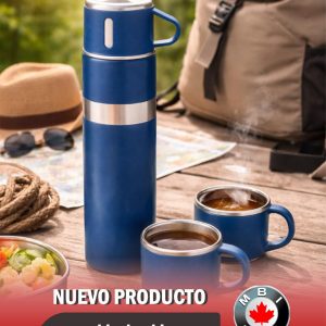 Set de Termo de Acero Inoxidable con Tazas
